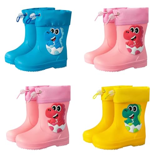 Gummistiefel Kinder Gefüttert Regenstiefel Mädchen Regenfüßlinge Jungen Regenschuhe Eva Leichte Barfussschuhe Kinder Barfuß Baby Dinosaurier rain Boots von Generic