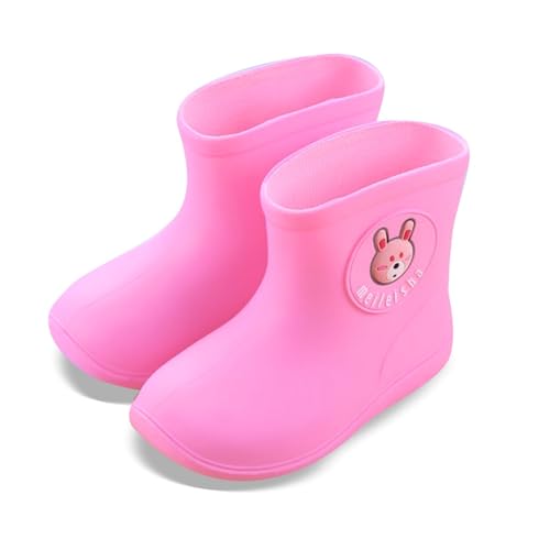 Gummistiefel Mädchen rutschfest, Regenstiefel Unisex Kinder Gelb, Ultraleicht Halbhohe Rain Boots Bequeme Garten Regen Stiefel Outdoor Wasserdicht Regenschuhe Cartoon Kinderstiefel Barfußschuhe von Generic