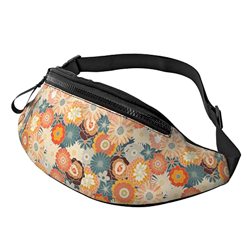 Gurttasche Retro Funky Blumen, Hüfttaschen Atmungsaktiv Lauftasche Mit Reißverschluss Hüfttasche Für Spazieren Damen Outdoor von Generic