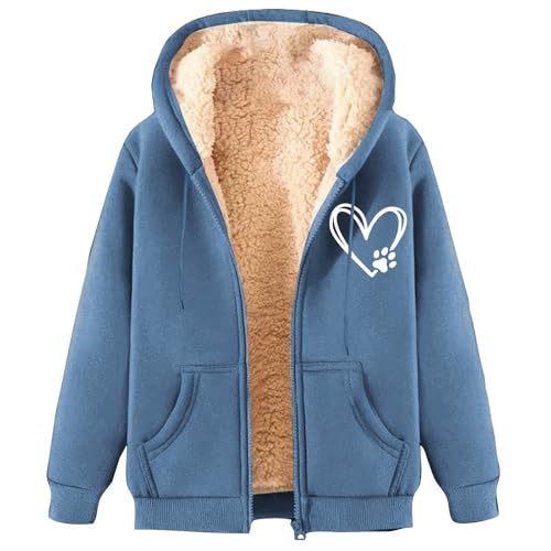 Gutschein zum ausdruckenWinterjacke Damen Warm Sweatjacke Winter Fleecejacke Mit Kapuze Elegant Plüschjacke Hoodie Einfarbig Übergangsjacke Kapuzenpullover Wintermantel Reißverschluss Fleecepullover von Generic