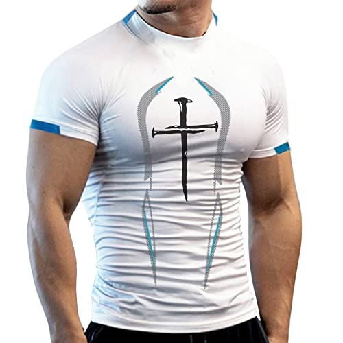 Gym Herren Fitness T-Shirt Slim Fit Eng sitzendes & schnell trocknendes Atmungsaktiv Bodybuilder Trainingsshirt Kurzarm Top Herren Sport Workout T-Shirt von Generic