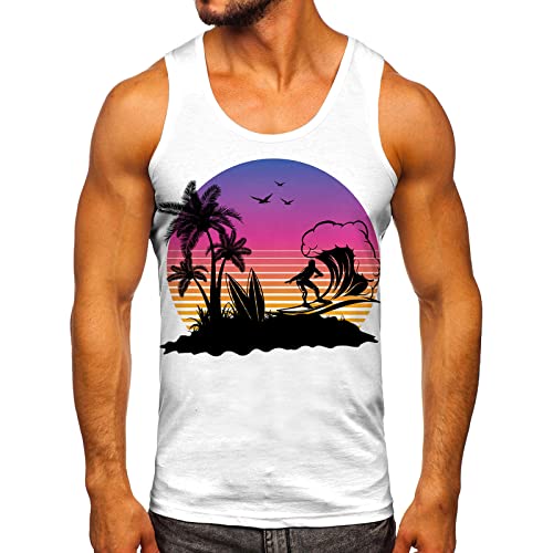 Gym Tank Top Herren Hawaii Hemd Männer Sport Ärmelloses Shirts Fitness Slim Fit Muscleshirt Achselshirts Muskelshirt Trainingsshirt Tanktop Trägershirt Funktionsshirt Kompressionsshirt von Generic