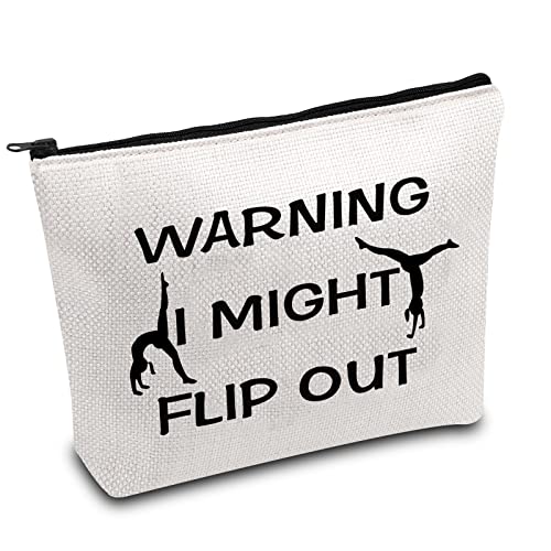 Gymnastik-Make-up-Tasche für Frauen, Gymnastik-Trainer, Geschenk, Gymnastikliebhaber, Geschenk, Warnung I Might Flip Out, Turnerin Mädchen, Reißverschlusstasche, Ausklappbar, L9 W7 H0.39 von Generic