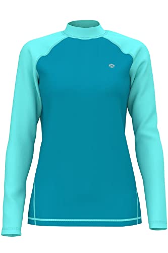 HDTIYUYP UV Shirt Damen Plus Größe - Langarm Wasser Große Größe Schwimmen Tshirt Übergröße Rashguard Frauen Badeshirt Surf Shirt Schnelltrocknende Strand Shirt Wet Top Türkis 3XL von Generic