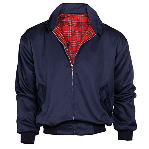 HERREN KLASSISCHE 1970er BOMBER HARRINGTON RETRO TRENDIGE TOP SCOOTER JACKE M,Marineblau von Generic