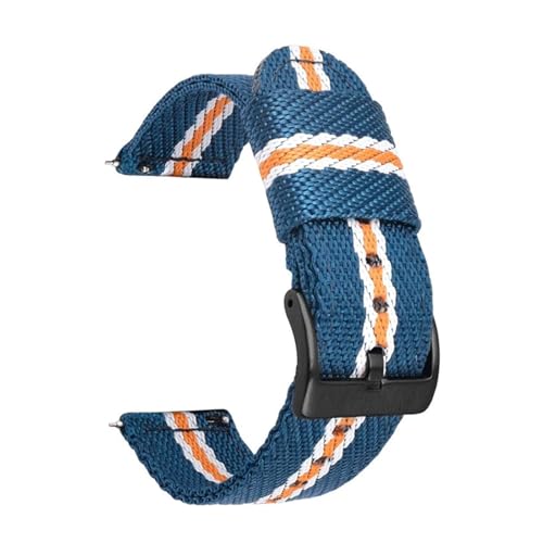 HMFANG 18mm 20mm 22mm 24mm Sport Weave Nylon Uhrenarmband Damen Herren Armbanduhr Armband Quick Release Stoff Uhrenarmband Armband(Blue Wt Yl Black BC,18mm) von Generic