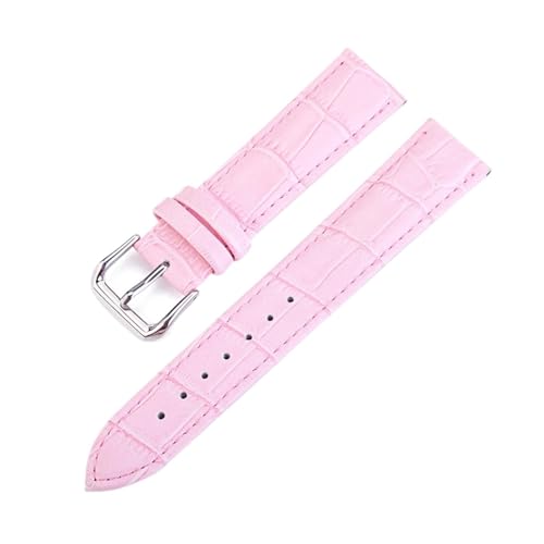 HMFANG Buntes Echtlederarmband For Herren Und Damen 12 13 14 15 16 17 18 19 20 22 24 Mm, Krokodilmuster, Wasserdichtes Uhrenarmband(Pink,24mm) von Generic