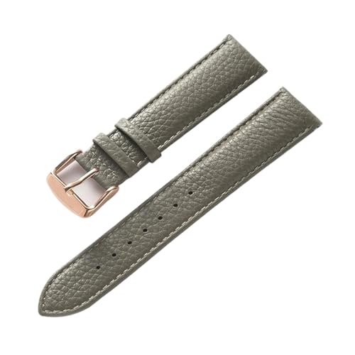 HMFANG Echtes Leder Litschi-Muster, Weiches Lederarmband, Herren-Damen-Dornschließe, Elefantengrau, Aprikose, Lila, Uhrenarmband-Zubehör(Elephant Grey Rose,17mm) von Generic