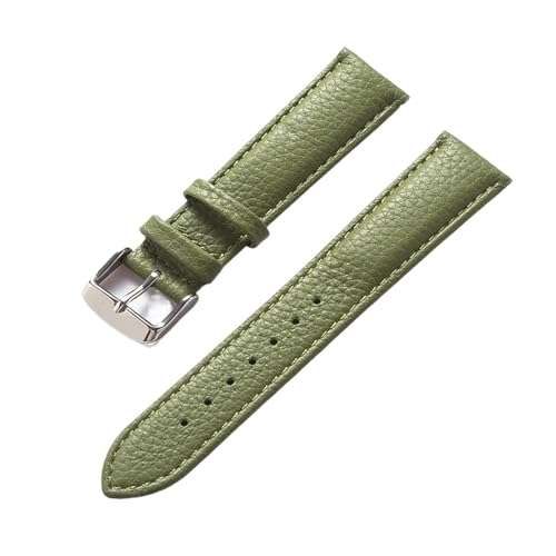 HMFANG Echtes Leder Litschi-Muster, Weiches Lederarmband, Herren-Damen-Dornschließe, Elefantengrau, Aprikose, Lila, Uhrenarmband-Zubehör(Olive green,21mm) von Generic