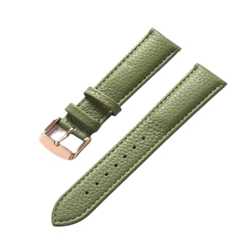 HMFANG Echtes Leder Litschi-Muster, Weiches Lederarmband, Herren-Damen-Dornschließe, Elefantengrau, Aprikose, Lila, Uhrenarmband-Zubehör(Olive green rose,21mm) von Generic