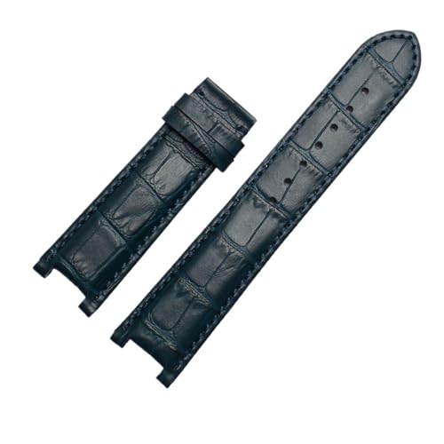 HMFANG Echtes Lederarmband, Kompatibel Mit GC-Armbändern, 22 X 13 Mm, 20 X 11 Mm, Gekerbtes Armband Mit Butterfly-Schnalle Aus Edelstahl(Blue no Clasp,22-13mm) von Generic