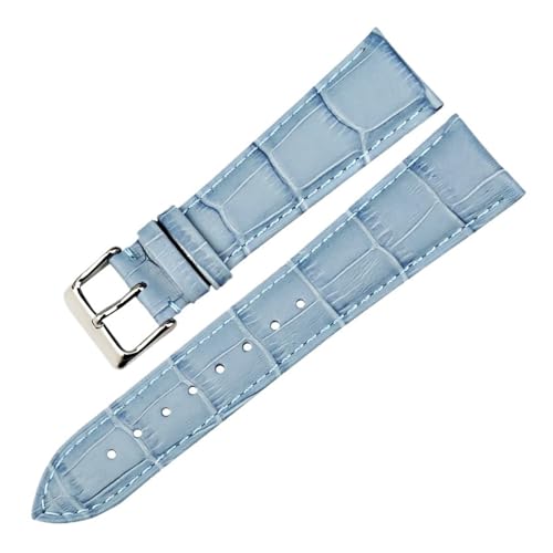HMFANG Gute Qualität Mode Grün Armband Frauen Männer 14mm 16mm 18mm 20mm 22 Mm Echtes Leder Uhr Band For Uhr Armband(Blue,12mm) von Generic