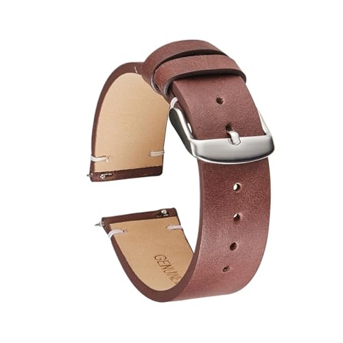 HMFANG Handgefertigtes Uhrenarmband, Weich, Dünn, 18 Mm, 20 Mm, 22 Mm, Echtes Leder, Kalbsleder, Schnellverschluss-Armband, Retro-Armband(Red Brown,20mm) von Generic