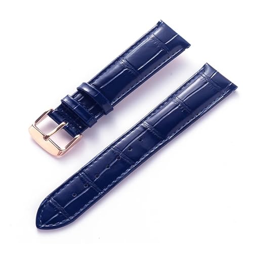 HMFANG Herren-Damen-Lederarmband, kompatibel mit Cartier Tank London Solo Key Faltschließe 17, 18, 20, 22 mm, Leder-Uhrenarmband-Zubehör(Dark blue rose,15) von Generic