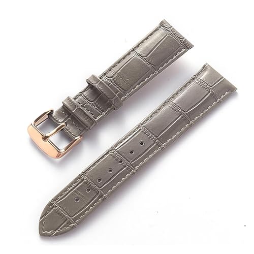 HMFANG Herren-Damen-Lederarmband, kompatibel mit Cartier Tank London Solo Key Faltschließe 17, 18, 20, 22 mm, Leder-Uhrenarmband-Zubehör(Grey Rose Buckle,19) von Generic