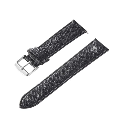 HMFANG Lederarmband Kalbsleder Königsblau Grün Rosa Milchshake Weiß 18MM 20MM 22MM 24MM Armbandzubehör(Black Silver Buckle,20mm) von Generic