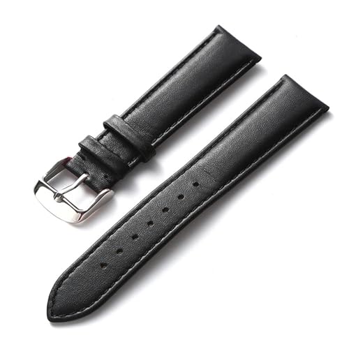HMFANG Uhrengürtel Herren Echtleder Rindsleder Damen Dornschließe Statt Kompatibel Mit Longines Kompatibel Mit Omega Kompatibel Mit Tissot Kompatibel Mit IWC Gürtel 16 18 20 22 Mm(Black,15mm) von Generic
