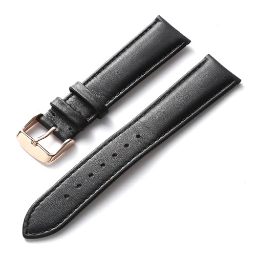 HMFANG Uhrengürtel Herren Echtleder Rindsleder Damen Dornschließe Statt Kompatibel Mit Longines Kompatibel Mit Omega Kompatibel Mit Tissot Kompatibel Mit IWC Gürtel 16 18 20 22 Mm(Black Rose Buckle,21 von Generic