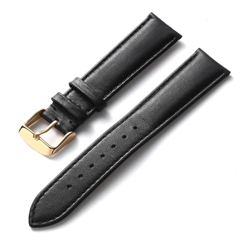 HMFANG Uhrengürtel Herren Echtleder Rindsleder Damen Dornschließe Statt Kompatibel Mit Longines Kompatibel Mit Omega Kompatibel Mit Tissot Kompatibel Mit IWC Gürtel 16 18 20 22 Mm(Black gold buckle,14 von Generic