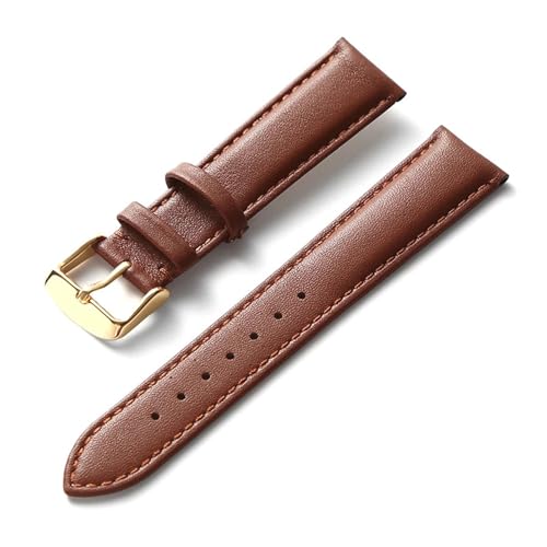 HMFANG Uhrengürtel Herren Echtleder Rindsleder Damen Dornschließe Statt Kompatibel Mit Longines Kompatibel Mit Omega Kompatibel Mit Tissot Kompatibel Mit IWC Gürtel 16 18 20 22 Mm(Brown Gold Buckle,15 von Generic