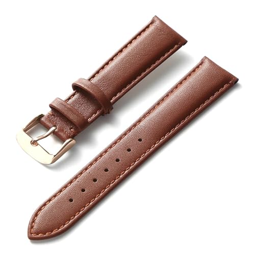 HMFANG Uhrengürtel Herren Echtleder Rindsleder Damen Dornschließe Statt Kompatibel Mit Longines Kompatibel Mit Omega Kompatibel Mit Tissot Kompatibel Mit IWC Gürtel 16 18 20 22 Mm(Brown Rose,18mm) von Generic