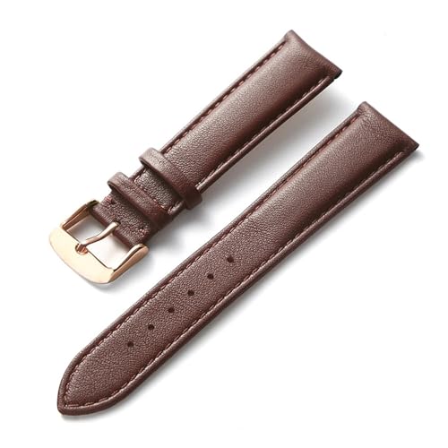 HMFANG Uhrengürtel Herren Echtleder Rindsleder Damen Dornschließe Statt Kompatibel Mit Longines Kompatibel Mit Omega Kompatibel Mit Tissot Kompatibel Mit IWC Gürtel 16 18 20 22 Mm(Dark brown rose,20mm von Generic