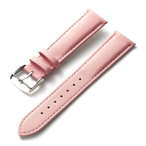 HMFANG Uhrengürtel Herren Echtleder Rindsleder Damen Dornschließe Statt Kompatibel Mit Longines Kompatibel Mit Omega Kompatibel Mit Tissot Kompatibel Mit IWC Gürtel 16 18 20 22 Mm(Pink,20mm) von Generic