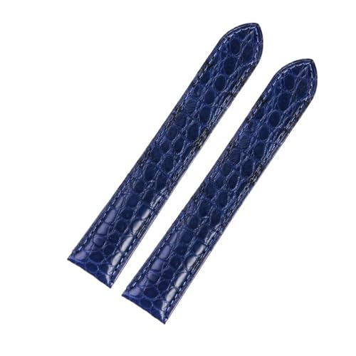 HMFang 18 20 22 23 24 25 Mm Hochwertiges Krokodil-Echtleder-Uhrenarmband, Kompatibel Mit Cartier Tank London Solo-Lederarmband For Herren Und Damen(Blue no clasp,18mm) von Generic