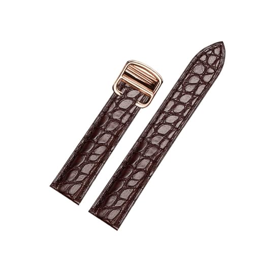HMFang 18 20 22 23 24 25 Mm Hochwertiges Krokodil-Echtleder-Uhrenarmband, Kompatibel Mit Cartier Tank London Solo-Lederarmband For Herren Und Damen(Brown rose gold,24mm) von Generic