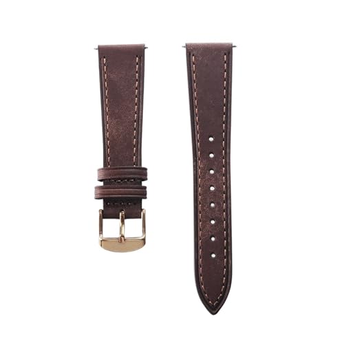HMFang 20 Mm 20/18 Armband Handgefertigtes Vintage-Leder-Uhrenarmband(20MM_GOLD BUCKLE) von Generic