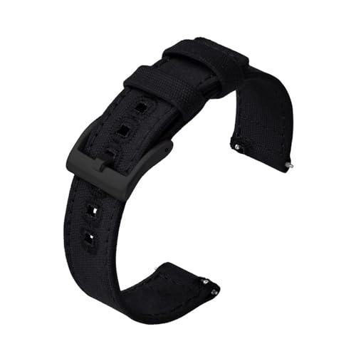 HMFang Canvas Quick Release Nylon Uhrenarmbänder 20mm 22mm Ersatz-Uhrenarmband for Männer Frauen(Black2,22mm) von Generic