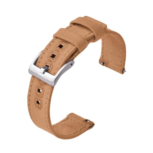 HMFang Canvas Quick Release Nylon Uhrenarmbänder 20mm 22mm Ersatz-Uhrenarmband for Männer Frauen(Khaki1,20mm) von Generic