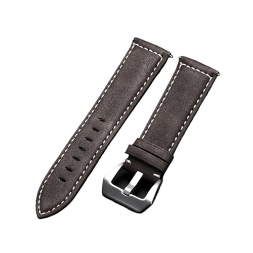 HMFang Echtes Leder Armband Armband Schwarz Blau Braun Vintage Matte Uhrenarmband for Damen Herren 18mm 20mm 22mm 24mm Armband(Dark Brown,24mm) von Generic