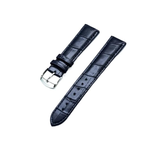 HMFang Echtes Leder Uhrenarmbänder 18mm 20mm 22mm Uhr Stahl Dornschließe Band Armband Handgelenk Gürtel Armband + Werkzeug(Blue,22mm) von Generic