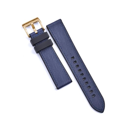 HMFang Fluorkautschuk-Leder-Uhrenarmband, 20 Mm, 22 Mm, Hybrid-FKM-Uhrenarmband, Schnellverschluss-Armband For Herren-Taucheruhren(Blue-Blue 3,20mm) von Generic