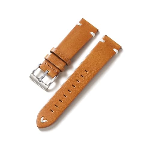 HMFang Leder 20mm 22mm Uhrenarmband Handgemacht Armband Gürtel Braun Kaffee Armband Schnellverschluss(Brown,22mm) von Generic