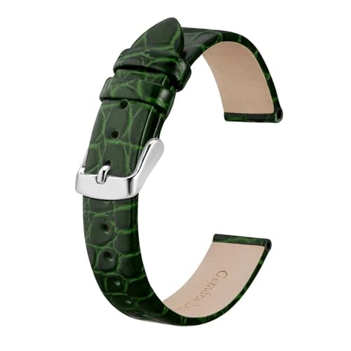 HMFang Luxus Echtleder Uhrenarmbänder Damen 8mm 10mm 12mm 14mm 16mm 18mm 19mm 20mm For Damen Ersatzband Armband(Green,10mm) von Generic