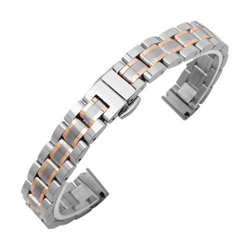 HMFang Massives Edelstahl-Uhrenarmband, Kompatibel Mit Armani Damen-Armband In Kleiner Größe, Kompatibel Mit Mesh-Gürtel 6 Mm, 8 Mm, 10 Mm(GD-05-Steel Rose,12mm) von Generic