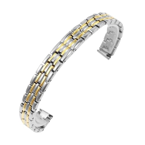 HMFang Massives Edelstahl-Uhrenarmband, Kompatibel Mit Armani Damen-Armband In Kleiner Größe, Kompatibel Mit Mesh-Gürtel 6 Mm, 8 Mm, 10 Mm(LR-G01-Steel Gold,17mm) von Generic