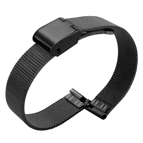 HMFang Massives Edelstahl-Uhrenarmband, Kompatibel Mit Armani Damen-Armband In Kleiner Größe, Kompatibel Mit Mesh-Gürtel 6 Mm, 8 Mm, 10 Mm(ML-D4-Black,12mm) von Generic