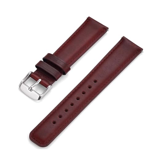HMFang Schnellverschluss-Uhrenarmbänder Aus Echtem Leder, 20 Mm, 22 Mm, Geeignet For Herren Und Damen, Universell(Wine Red SR,22mm) von Generic
