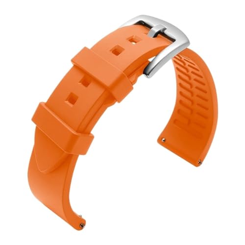 HMFang Sport-Silikon-Uhrenarmband, Wasserdichte Gummibänder, Kompatibel Mit Rolex Water Ghost 18 Mm, 19 Mm, 20 Mm, 21 Mm, 22 Mm, 24 Mm(Orange,22MM_SILVER BUCKLE) von Generic