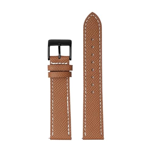 HMFang Uhrenarmband 18 Mm 20 Mm 22 Mm Kalbsleder-Armband Schnellverschluss-Uhrenarmband Handgefertigter Armbandgürtel Mit Palmenmuster(Brown wh line 2,20mm) von Generic