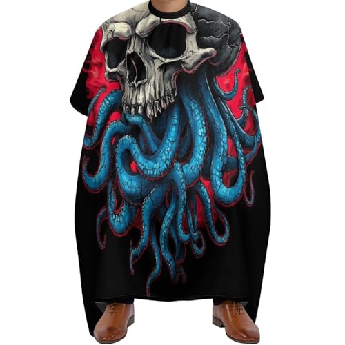 Haar Schneideumhang Abstrakter Totenkopf Octo Plus Tentakeln, Verstellbar Haarschneiden Umhange Unisex Haarschneide Umhang für Männer Haarschneiden 140X168cm von Generic