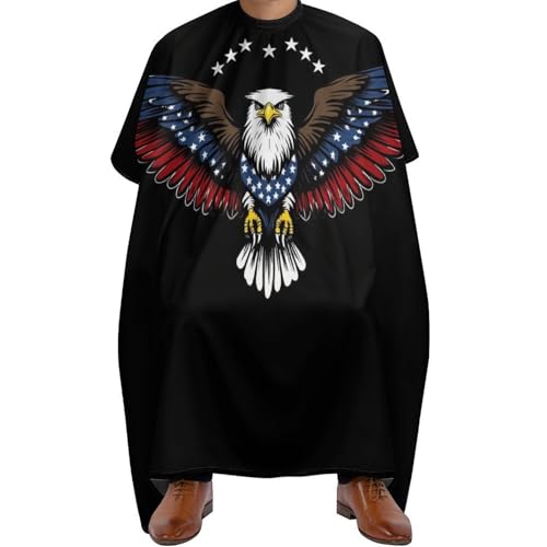 Haar Schneideumhang Amerikanische Flagge und Weißkopfseeadler Patriotisches Schwarz, Unisex Haarschneiden Umhange Wasserdicht Barber Cape für Haarschneiden Männer 140X168cm von Generic