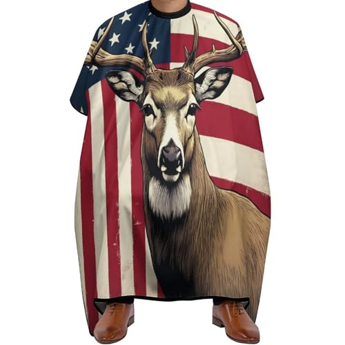 Haar Schneideumhang Amerikanische US-Flagge Jagd Camo Hirsch, Antistatisch Friseur Umhänge Professionelle Barber Cape für Haarschneiden Männer 140X168cm von Generic