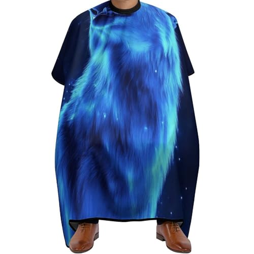 Haar Schneideumhang Blaues Universum, Galaxie, magischer Wolf im Weltraum, Unisex Friseur Umhänge Wasserdicht Salon Umhang für Männer Salon 140X168cm von Generic