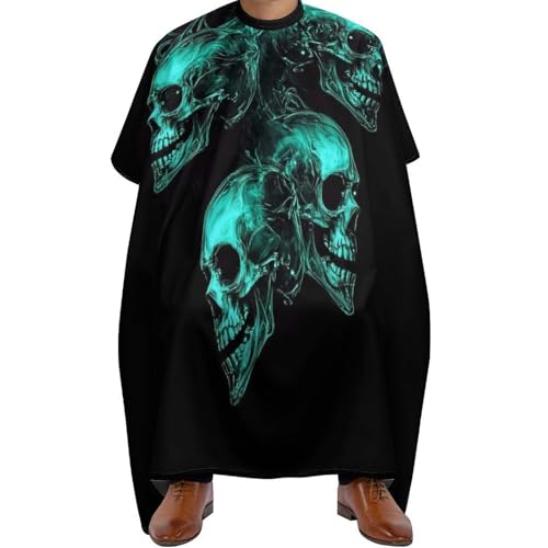 Haar Schneideumhang Coole Totenköpfe Schwarz, Mode Haarschneide Umhang Verstellbar Haarschneidemantel für Männer Erwachsene 140X168cm von Generic