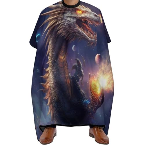 Haar Schneideumhang Coole Weltraum-Feuerdrachen-Kunst, Verstellbar Haarschneideumhang Polyester Friseure Kleid für Frauen Haarschneiden 140X168cm von Generic