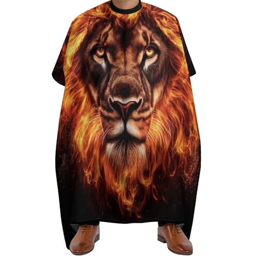 Haar Schneideumhang Coole flammende Löwenfeuerkunst, Polyester Haarschneide Umhang Professionelle Friseurumhang für Haarschnitt Männer 140X168cm von Generic